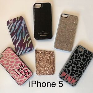 iPhone 5 Case Bundle Kate Spade wallet, VS, PINK, glitter gold, glitter wallet